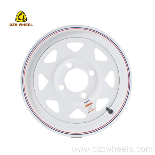 White 8 Spoke Powder Coated Trailer Steel Rim